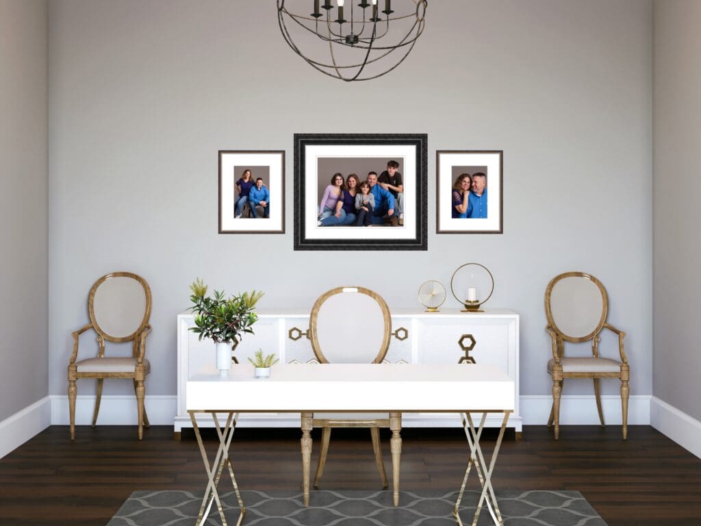 framed wall art with a family portrait session